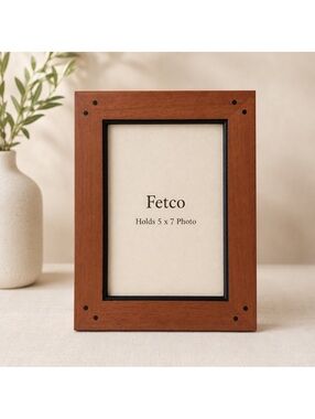Fetco Shaker Wood 5x7 Picture Frame Brown Black Accent Tabletop Wall Frame